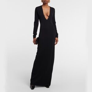 NILI LOTAN Iffet Plunging V-Neckline Jersey Knitted Maxi Dress